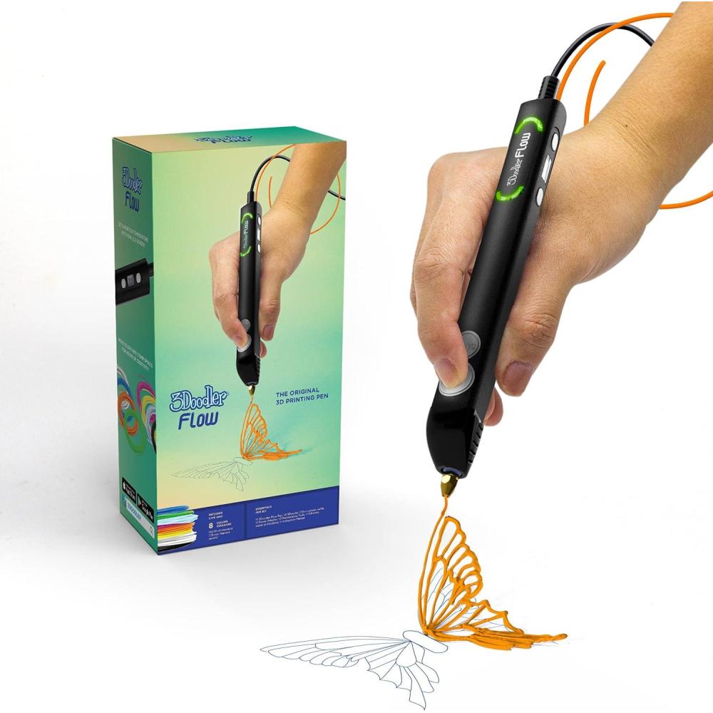 image:image3Doodler Flow 3D Printing Pen for Teens Adults amp Creators  Black with Free Refill Filaments Stencil Book amp Guide 31 x 1074 x 444 inchesFLOW